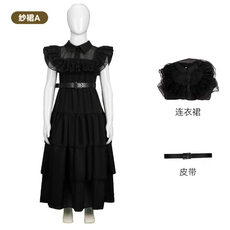 Picture of Adams cos clothing gauze dress Wednesday Adams black gauze dress Adams cosplay clothing