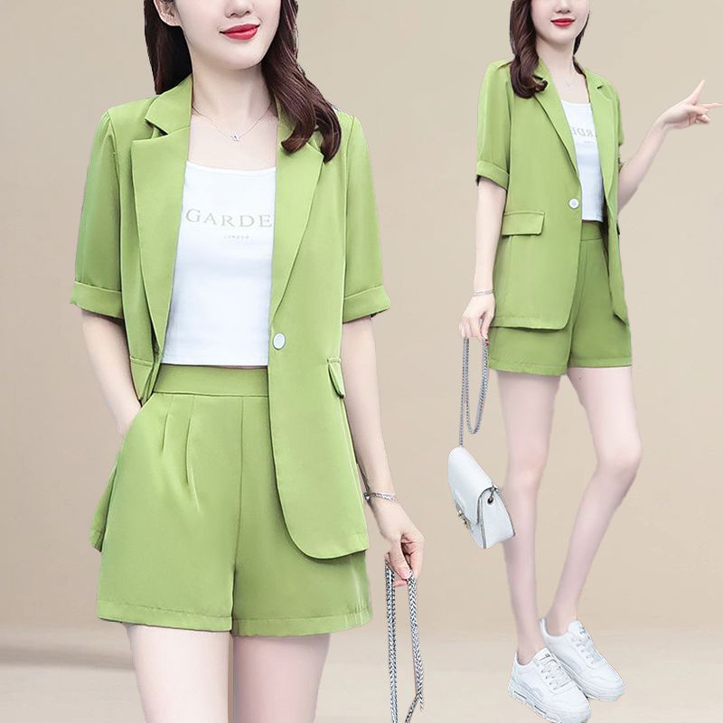 2024 Summer New Korean Style Small Suit Jacket Women's Internet Celebrity Thin Elegant Casual Suit Shorts Two-piece Suit