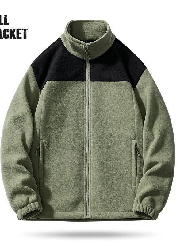 2023 new cold-proof warm fleece coat for men and women with color matching polar fleece single coat outdoor winter warm coat