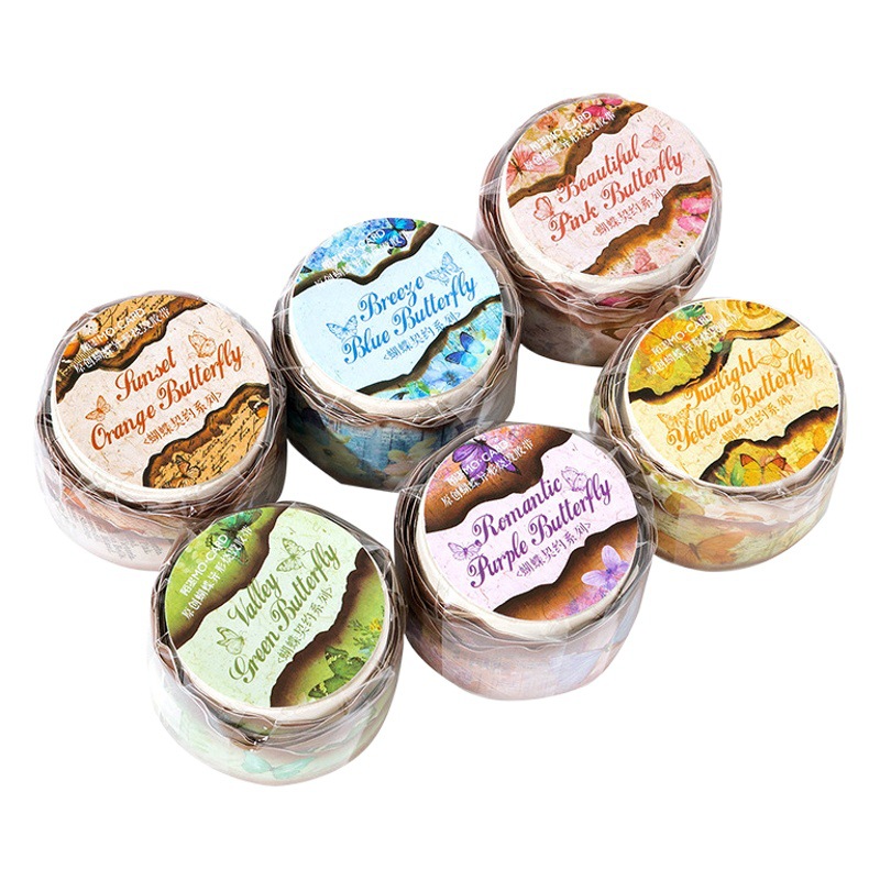 Unfamiliar butterfly burnout tape butterfly contract series retro hand DIY decorative material stickers 6