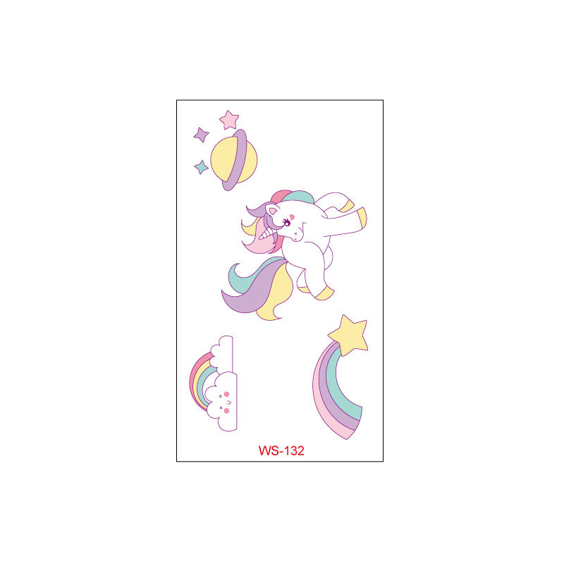 Picture of Unicorn Tattoo Sticker Original Children's Cute Cartoon Doll Birthday Rainbow Little Pegasus Waterproof Temporary Sticker