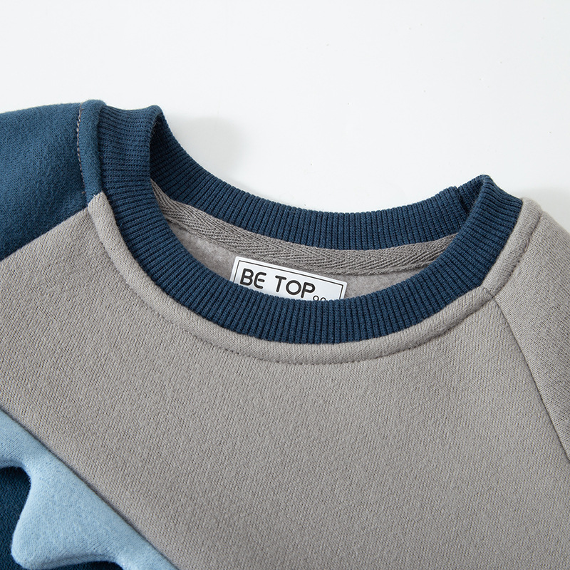 Picture of New Autumn and Winter Polar Fleece Boys' Pullover Cartoon Color Block Sweatshirt Children's Knitted Sweater Children's Clothing Drop Shipping