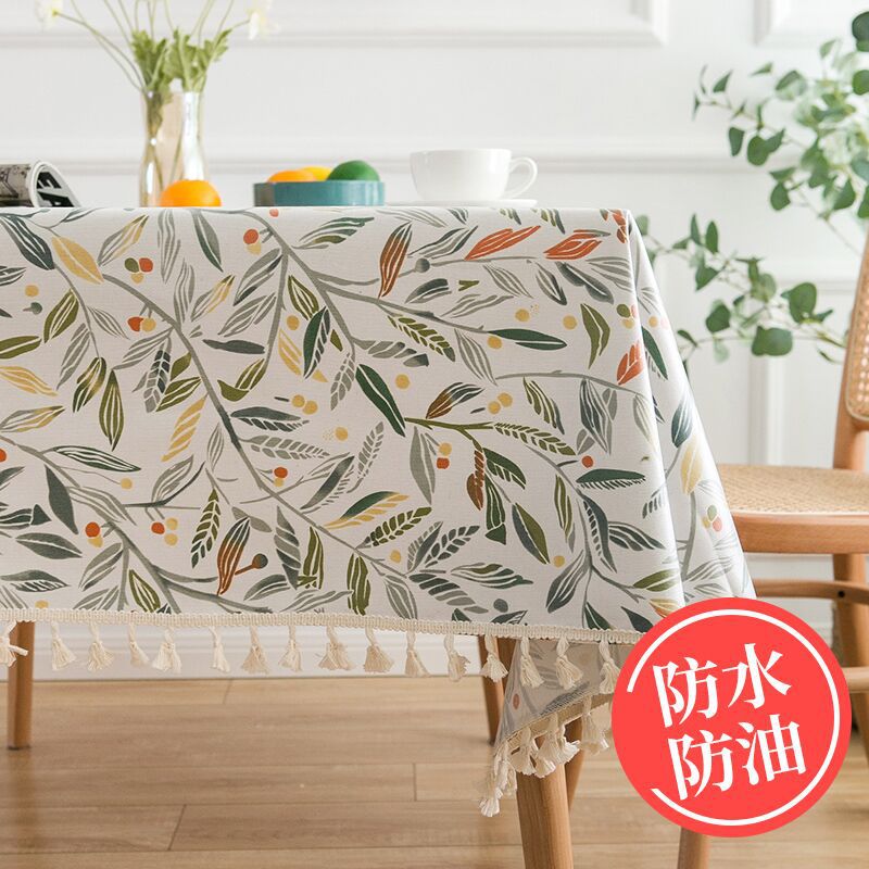 Picture of Cotton and Linen Tablecloth Waterproof Oil-proof Anti-scalding Thickened No-Wash Plant Small Floral Household Fresh Tablecloth PVC Tablecloth