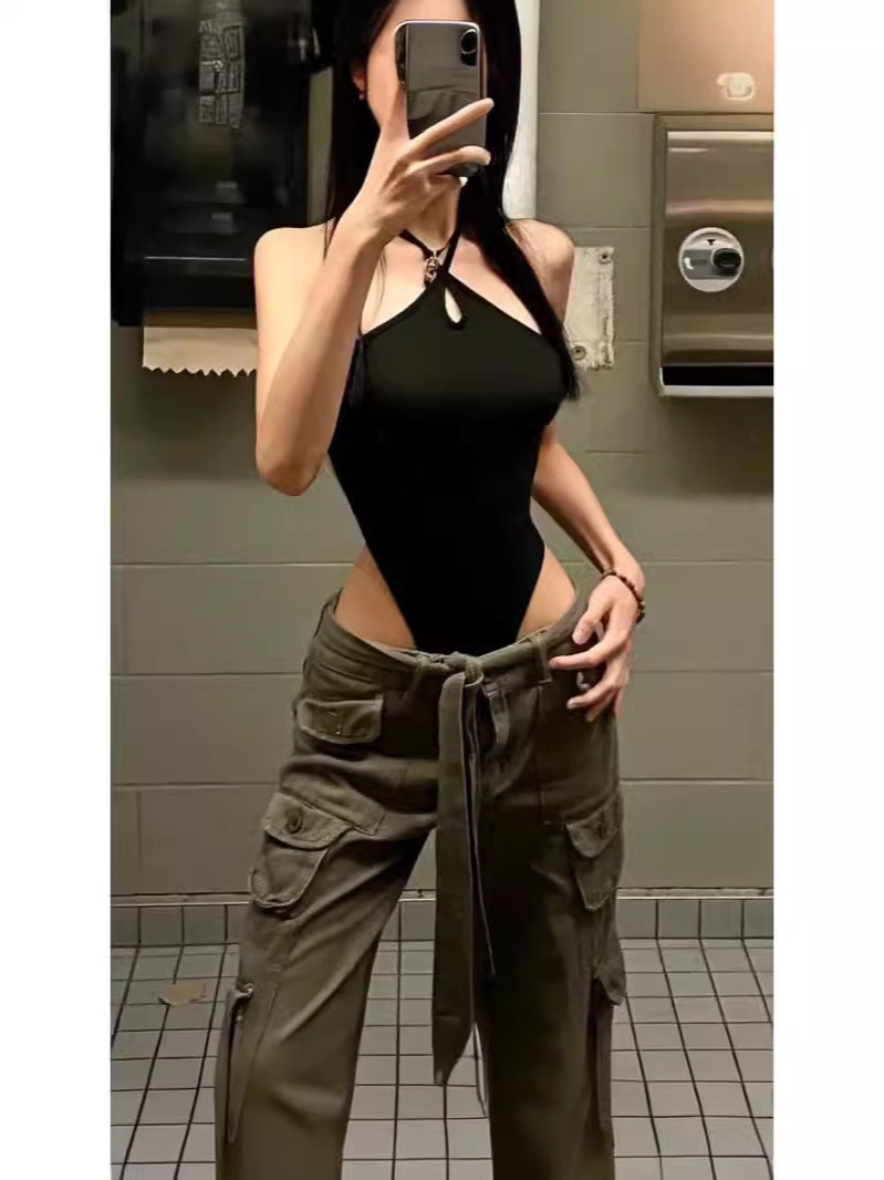 Sexy Hot Girls Pure Desire Vest Camisole All-in-one Women's Summer Clothing Niche Slim Fit Even Base Clothes