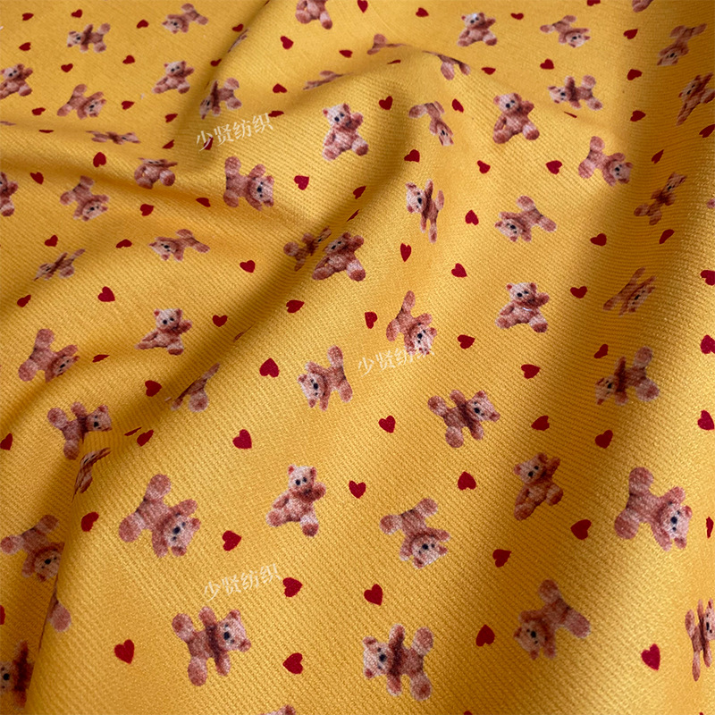 Picture of Japanese and Korean bear pattern printed fabric autumn and winter baby children's coat clothes skirt fabric home wear fabric