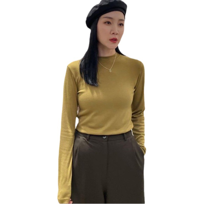 New Solid Color Half-high Collar Modal Base Shirt Women's Autumn Warm Top Slim-fit All-match Slim-fit Autumn Clothes