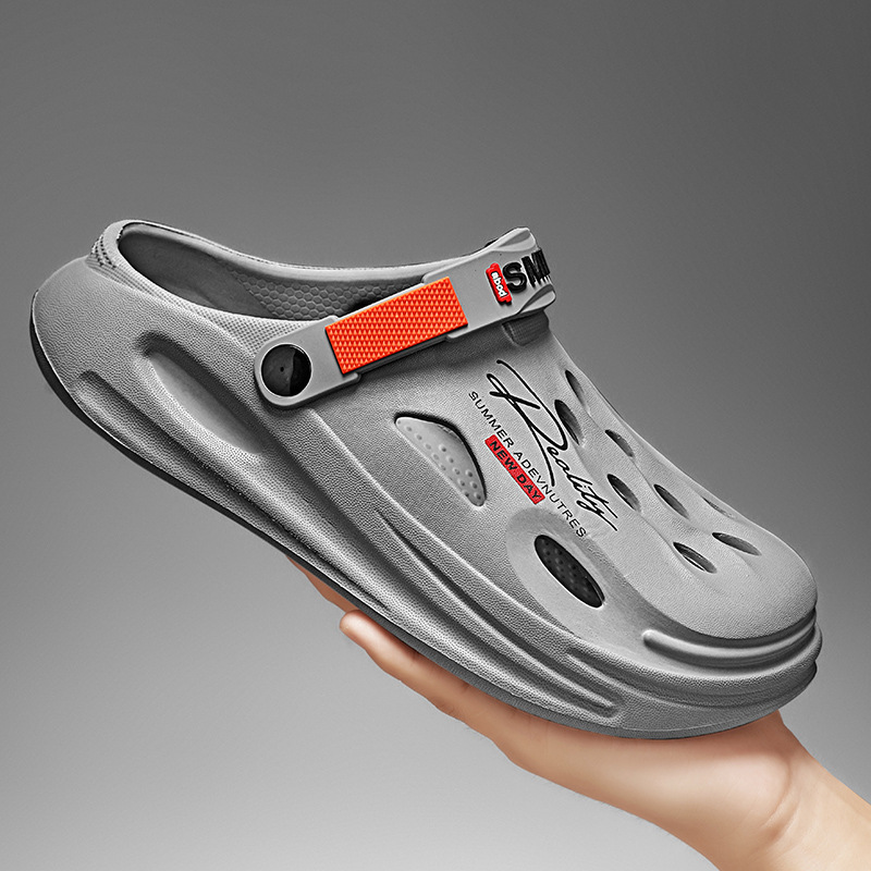 Hole Shoes Men's Summer Outwear Driving Dual-purpose Sandals for Stamping Dung-feeling Non-slip Deodorant Baotou Sports Beach Slippers