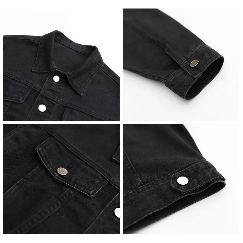 Picture of 2025 New Early Spring Retro Street Loose Black Short Denim Jacket Women's Easiest for Match Jacket Long Sleeve Top