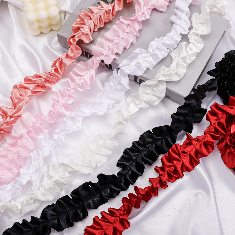 Tanabata bouquet skirt pleated wavy edge cake skirt lotus leaf bouquet flower ribbon small fragrant lace ribbon