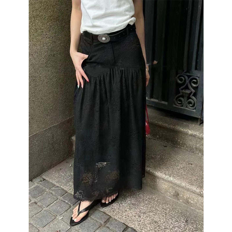 Picture of Fashion Design G-Level Sense Lace Elegant A- Line Skirt Fashion All-Match Loose Waist Slimming Skirt Women's Spring