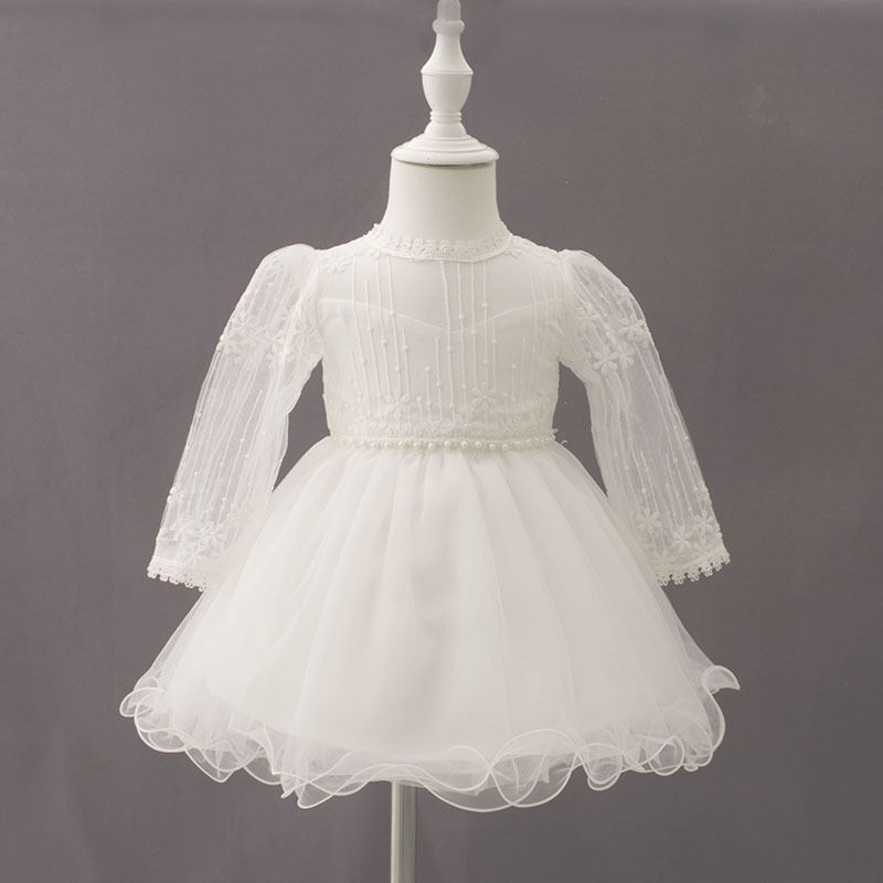 New Baby Skirt Long Sleeve Baby Girl's Children's Dress Girl's Newborn Full Moon Wine Dress Wedding Dress