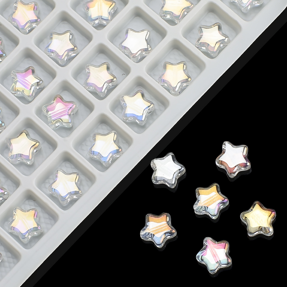 Picture of Five-Pointed Star Accessories 8mm Glass Beads Crystal Pendant DIY Hair Accessories Necklace Earrings Bracelet Beading Material Accessories