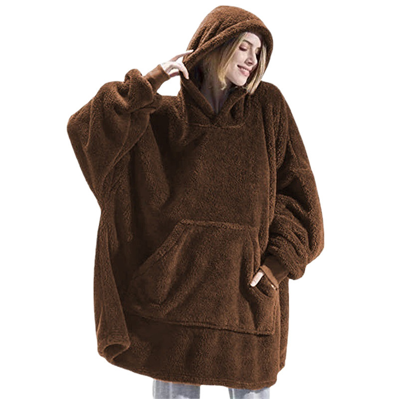 Picture of Cross-Border Amazon Autumn and Winter Double-Sided Fleece Hoodie, Thickened and Can Be Worn as a Blanket, Couple's Loungewear, Comfortable Home Wear