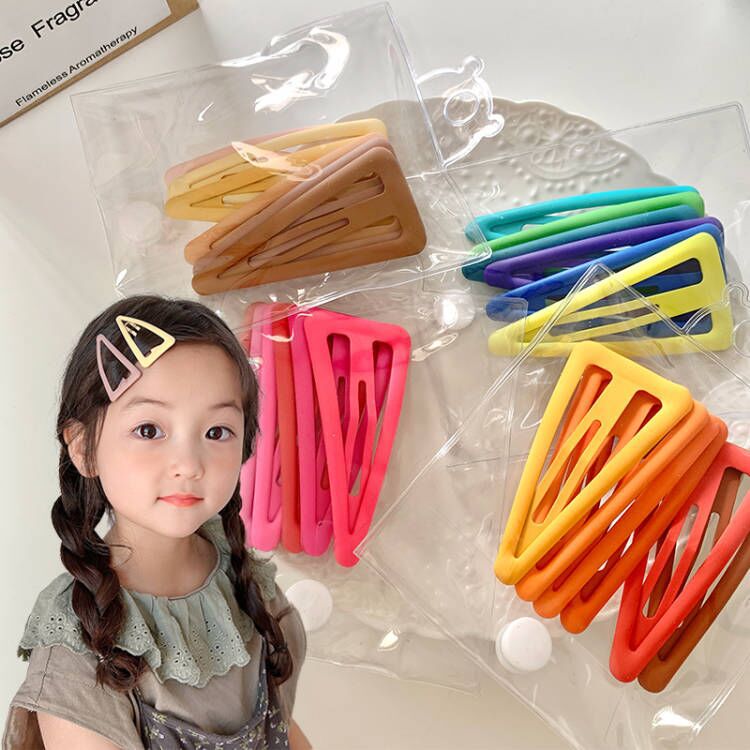 Candy color triangle children's hairpin Internet celebrity side seamless side bangs clip hair accessories