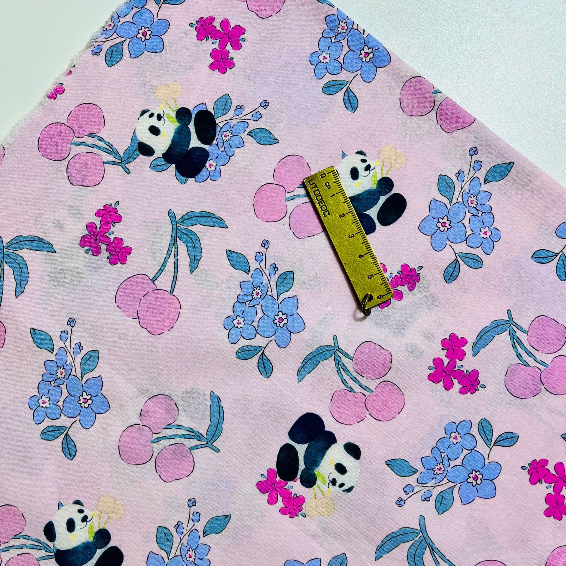 Picture of 100% Cotton 60-Count Digitally Printed Fabric with Cartoon Panda Pattern for Bags, Home Wear, Dresses, and Shirts