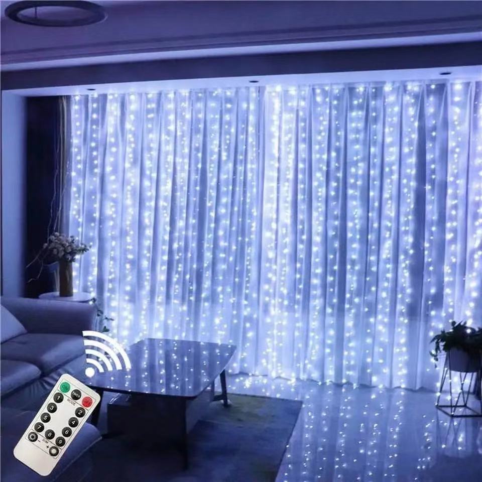 Copper curtain lamp, fairy lamp, with remote control and timer, 8 modes, USB powered string lamp