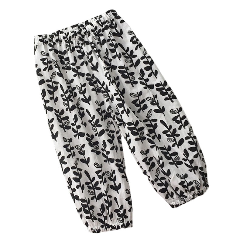 Trendy Children's Retro Floral Summer Sunscreen Pants All-match Anti-mosquito Pants Girls' Summer Printed Mid-high Waist Holiday Beach Pants