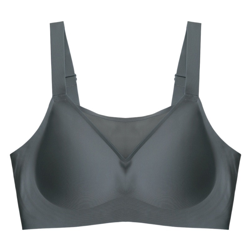 French seamless underwear tube top mesh large chest small thin adjustable bra anti-drooping push up anti-exposure