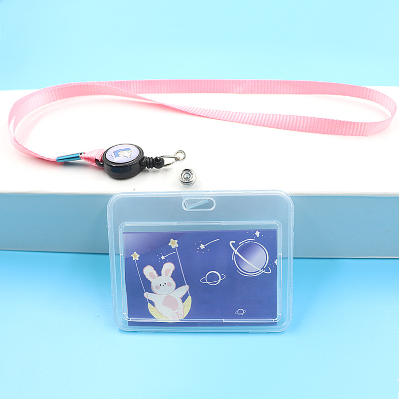 Picture of Campus student card holder retractable horizontal transparent card holder bus card holder ID card holder ID card holder lanyard