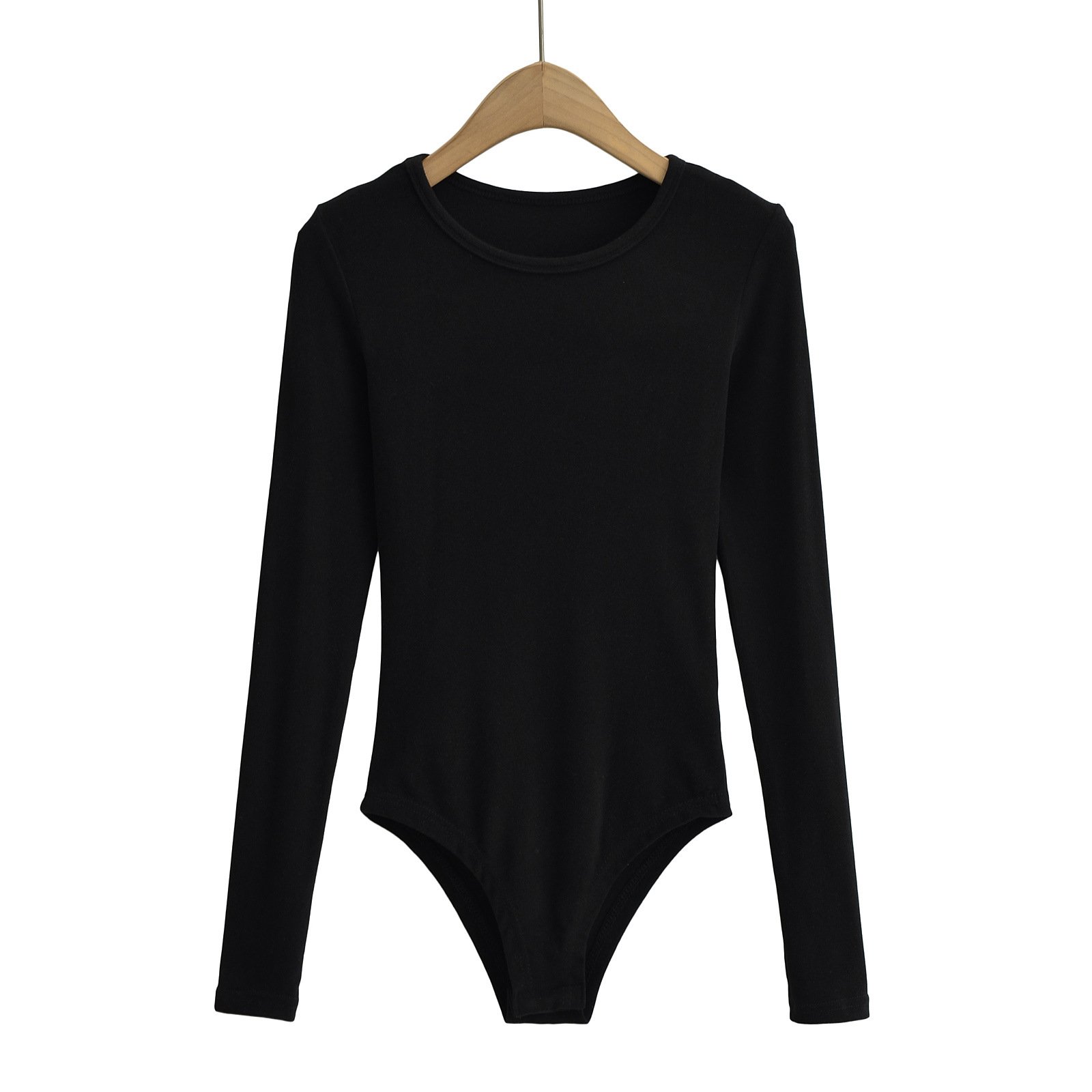 Picture of European and American hot girl style INS round neck Sexy Slim-fit brushed long-sleeved bottoming T-shirt women's solid color stretch tight jumpsuit