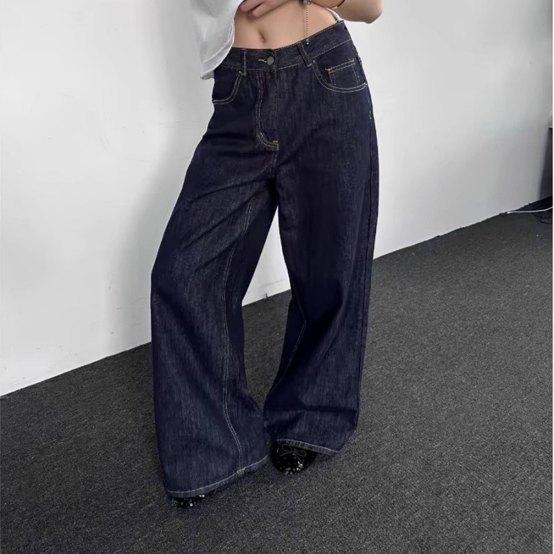 American Style Retro Casual Wide Leg Jeans Women's Spring and Autumn Spice Girl Casual Straight Trendy Pants