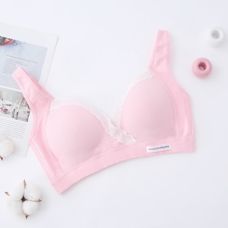 Picture of Nursing Bra Cross-Shaped Lace No Steel Ring Comfortable Push-Up Pregnancy and Postpartum Convenient Breastfeeding Nursing Bra Thin