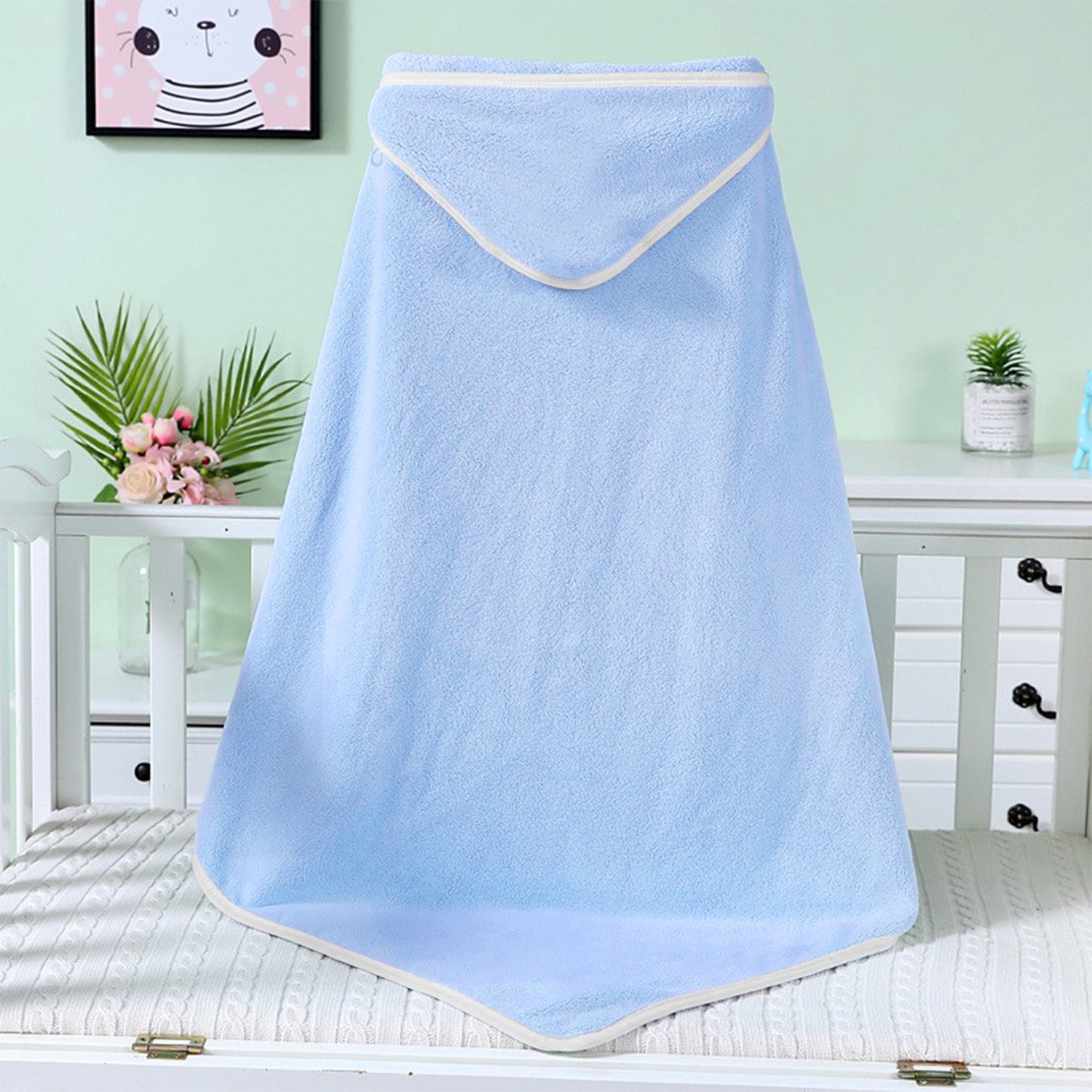 Picture of Baby Bath Towel Cushion Hooded Class A Bamboo Fiber Coated Newborn Baby Swaddling Children's Bath Towel Cover Blanket Cloak