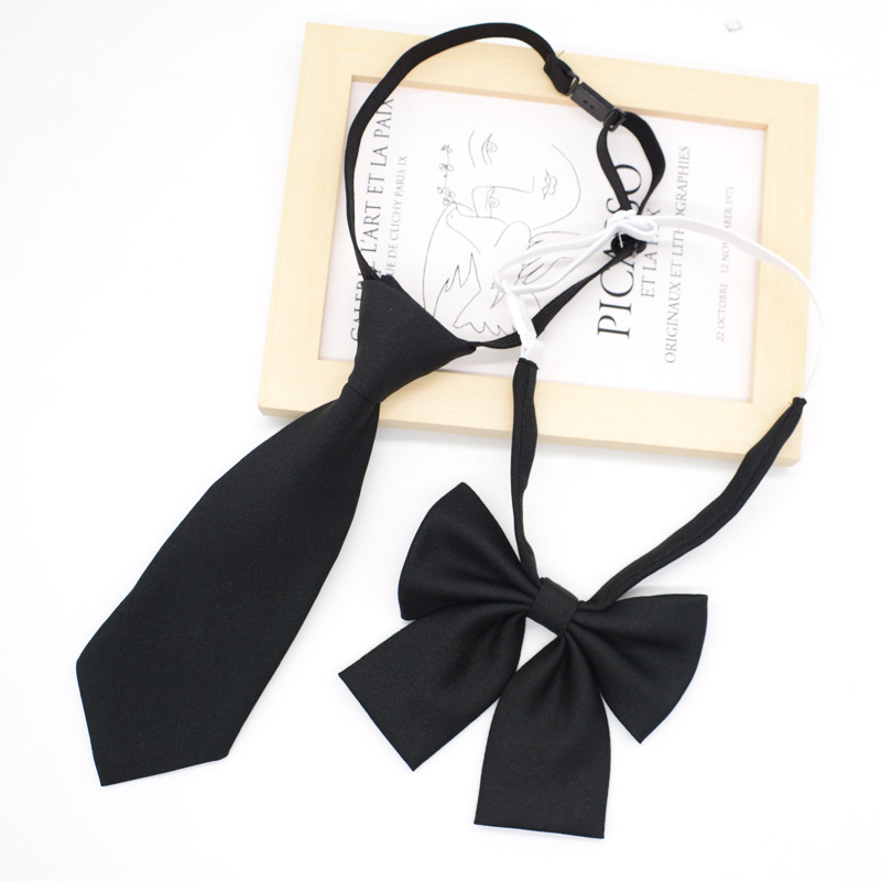 Picture of Jk Tie Female K-Style Japanese Style Preppy Style Black 7cm Hand-Tied School Uniform Uniform Knot-Free Short Student Trend