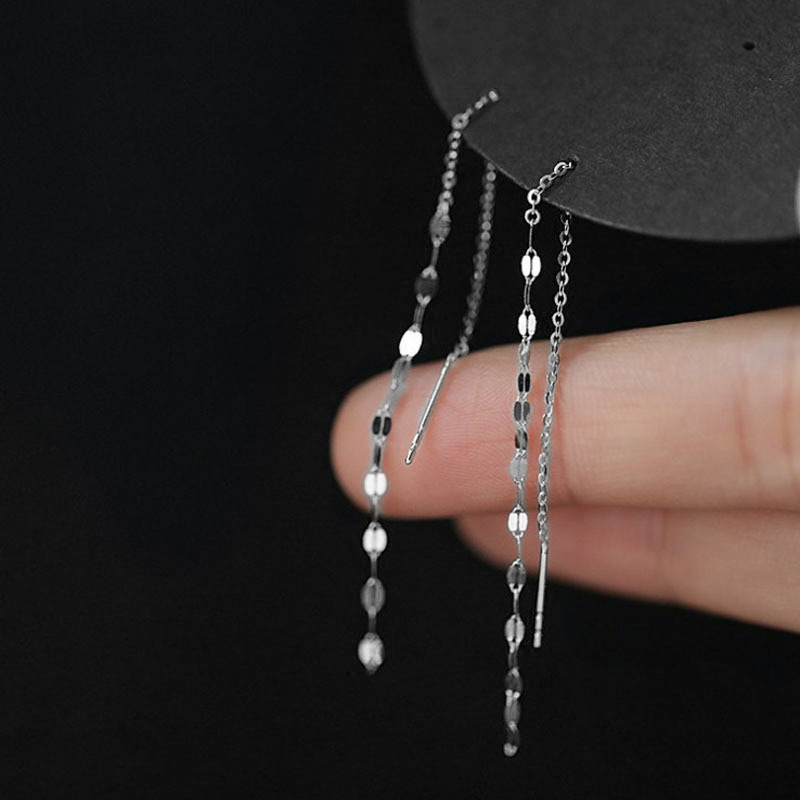 Picture of European and American earrings long tassel face slimming earrings female tassel High sense ear line female lip kiss sequins long earrings
