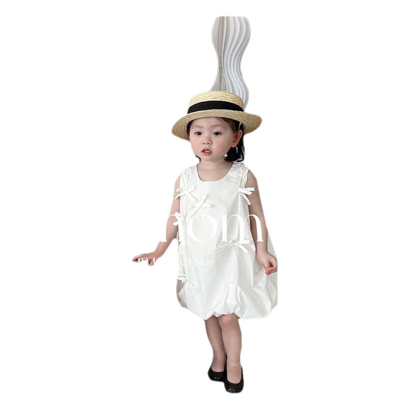 Children's White Dress 2022 Summer New Girls Korean Style Sweet Fresh Dress Baby Princess Style Thin