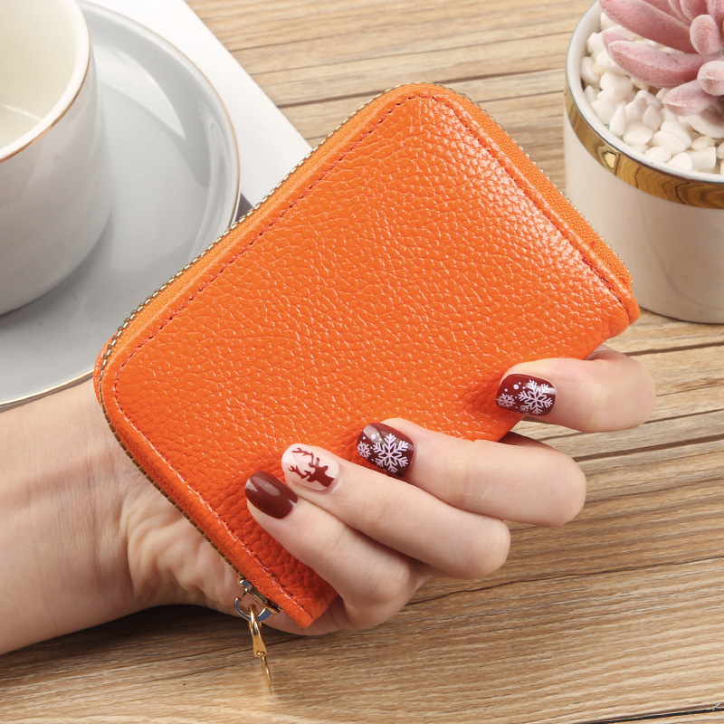 Card Holder Women's Pu Leather Anti-Degaussing Multi-Card Slot Multi-Card Slot Large-Capacity Card Holder Men's Bank Card Holder Compact Card Holder