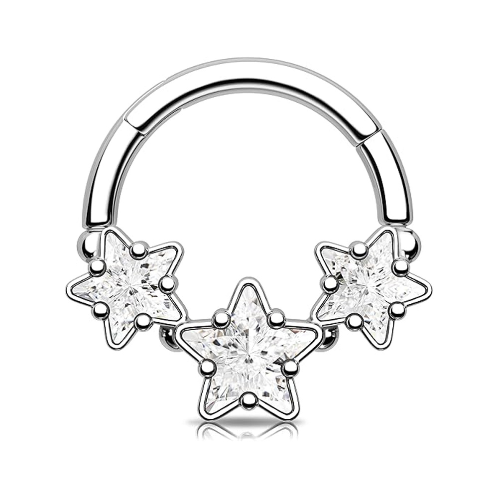 Picture of Europe and the United States cross-border Amazon personalized fashion stainless steel star diaphragm ring perforated jewelry spiral earrings jewelry