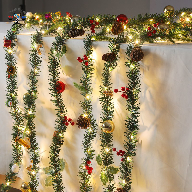 Christmas Decorations Rattan Glowing Rattan Grass Pine Branch Light String Holiday Dress Shopping Mall Window Layout Creative Light Strip