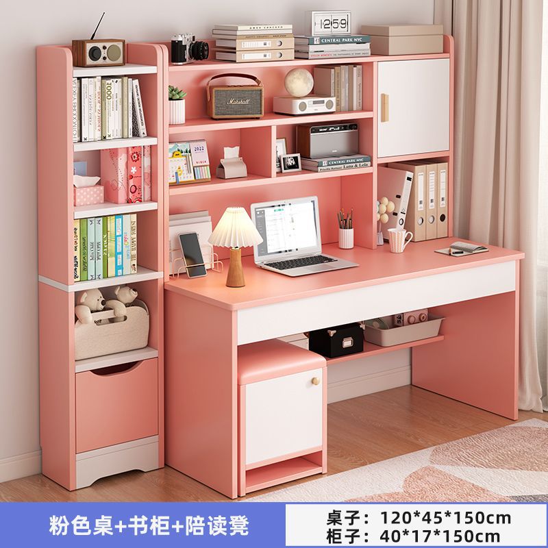 Picture of Student home study desk, children's desk, bookshelf combination table and chair set, simple bedroom, children's writing desk