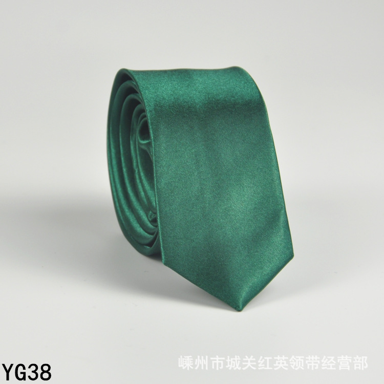 Picture of Solid color tie men's casual 5cm Korean style artificial silk narrow tie for workplace wedding business administrative wholesale