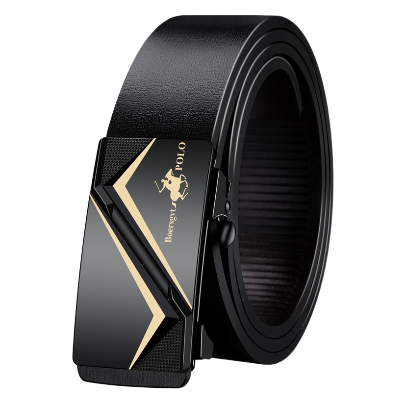Paul Men's Leather Belt Simple and Durable Alloy Automatic Buckle Wearing Cowhide Belt Men's Spot Hair