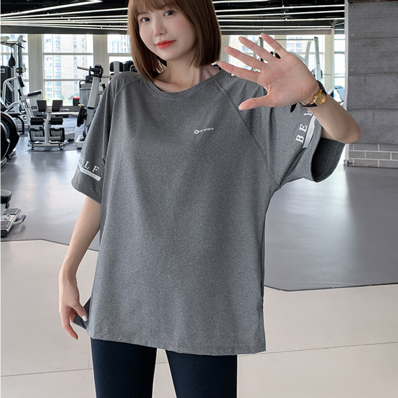 Picture of Yoga Short-sleeved Fitness Suit Sports T-shirt Women's Loose Running Blouse Summer Thin plus size chubby girl Quick-drying Top