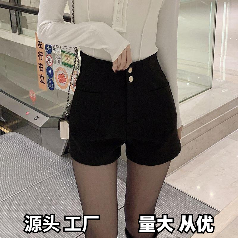 Temperament Spring and Summer Small Suit Shorts Women's High Waist Black Slim A- line Bottoming Outer Wear Boots Pants Women's Other Thin