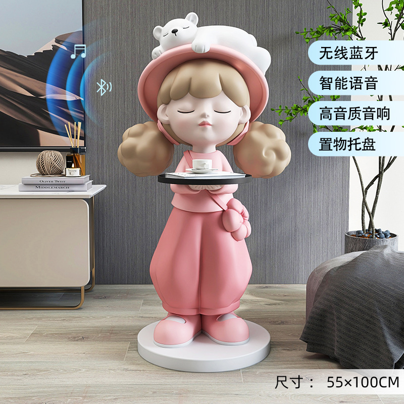 Picture of [Storage Speaker] Cream Style Girl Floor-Standing Ornament Home Decoration Living Room Tv Cabinet Next to Sofa Gift