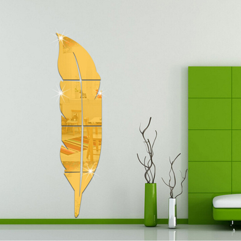 Picture of Feather Mirror Stickers Stereo Mirror Wall Stickers Acrylic Self-Adhesive Home Decoration Stickers Entrance Layout Stickers Xn011