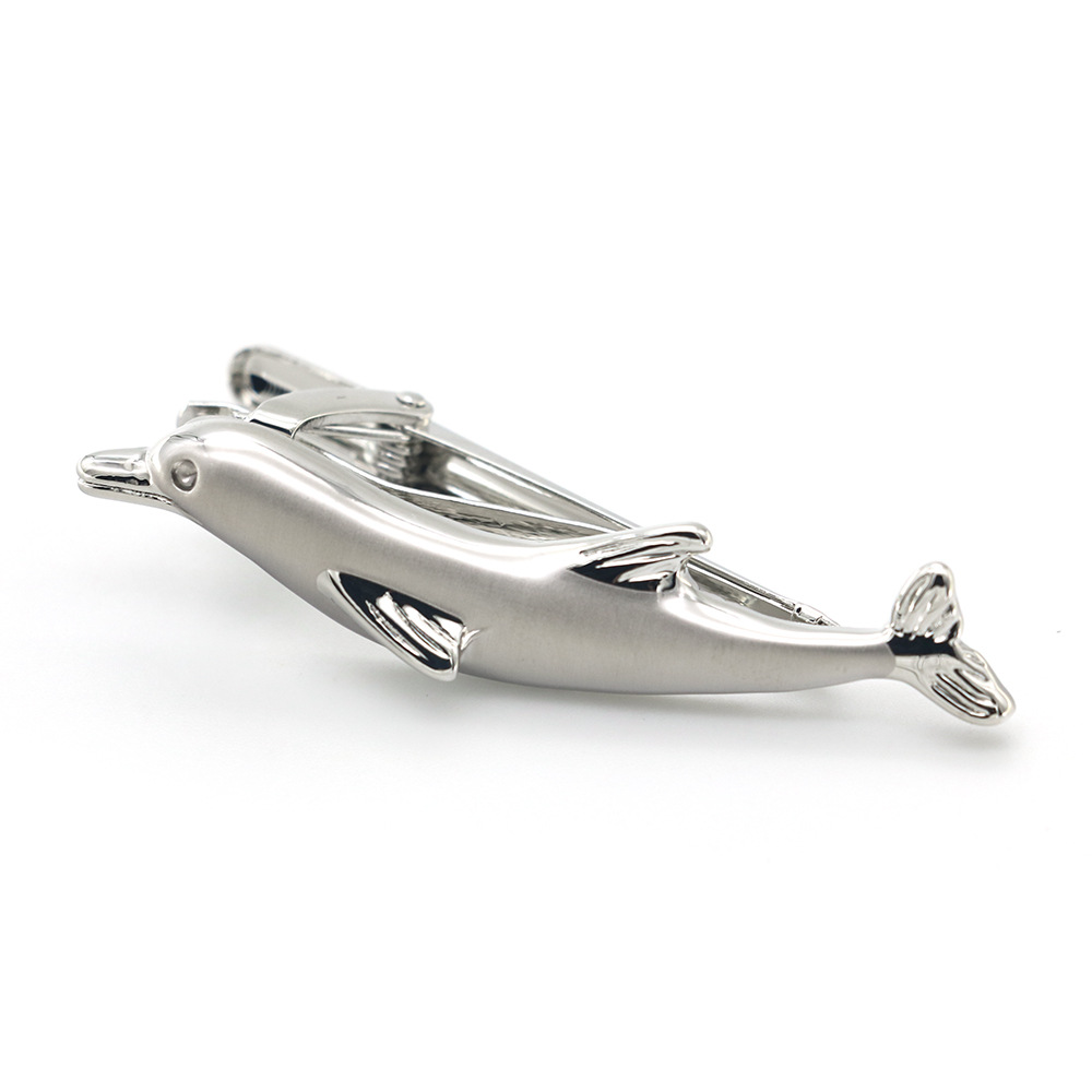 Picture of [Quality pure copper thick plating] men's jewelry wholesale animal whale dolphin tie clip spot can be set