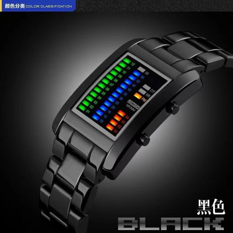 New LED Iron Man binary watch korean fashion student couple personality led electronic watch
