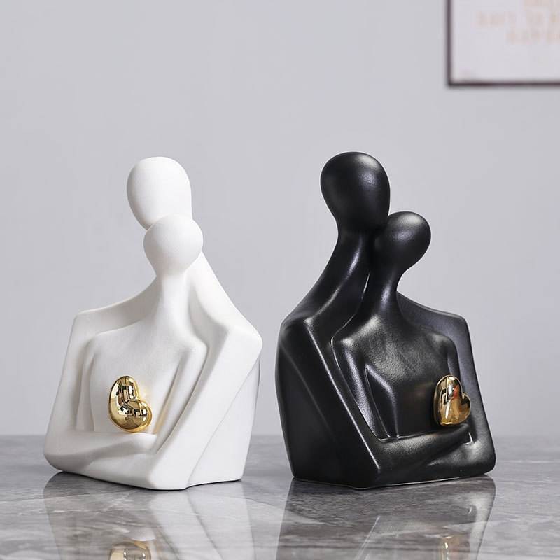 Picture of High-End Creative Gift Box Packaging, Happy Lovers Ornaments, Wedding Celebration, Newlyweds, Birthday Gifts for Couples, White Porcelain Craftsmanship