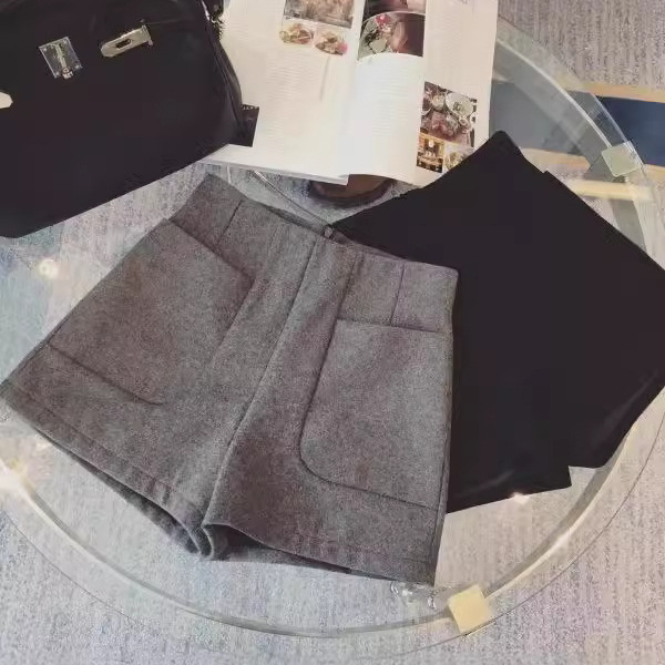 Women's Wool Wide-Leg Pants Autumn and Winter New High-Waisted Outerwear Plus-Size Fat mm Base Boot Shorts A-Line Wool Shorts