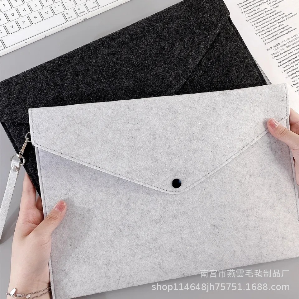 Felt file bag hand-held Button felt business file bag A4 file bag envelope file bag