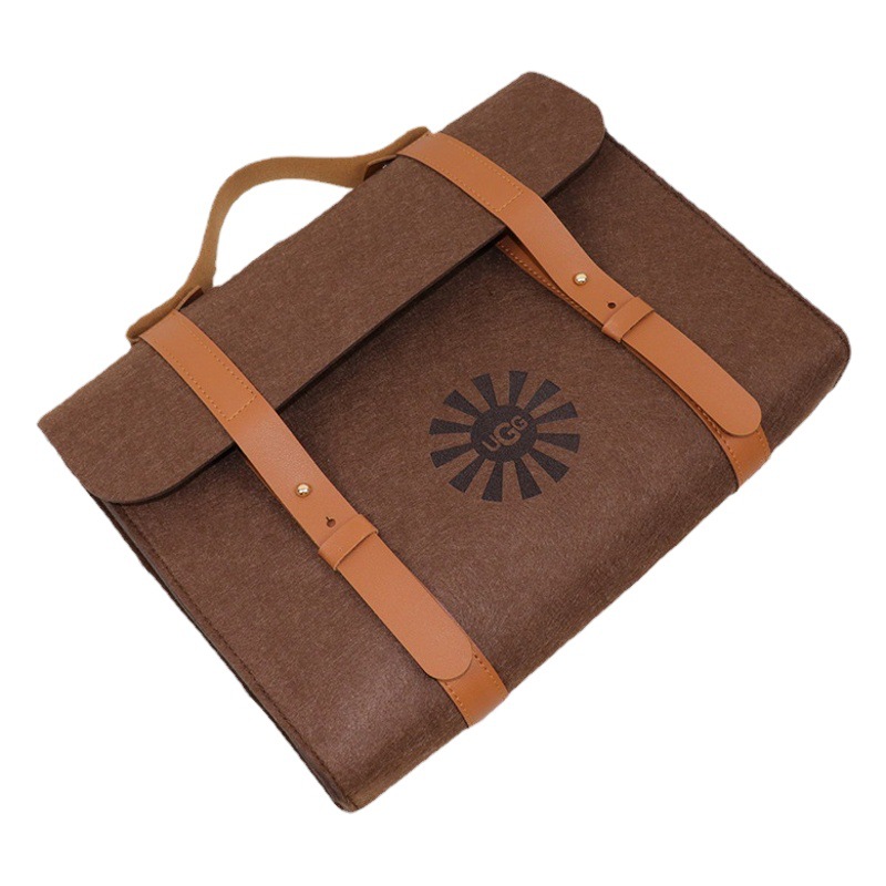 brown Felt Laptop Bag Laptop iPad Protective Case Vintage Felt File Bag Storage Bag