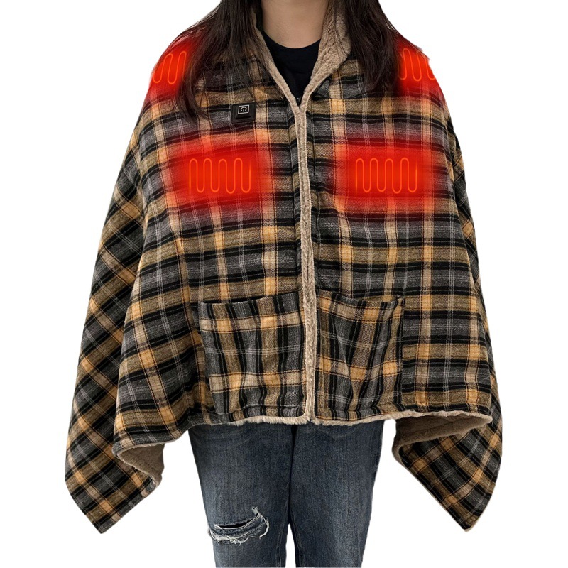 Sky Cross-border Outdoor Warm Autumn and Winter Camping Camping Heatable Shawl Blanket with Pocket Waterproof Plaid Jacket