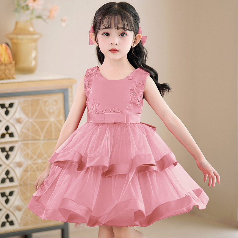Picture of Foreign Trade Hot-selling Princess Dress Summer Girls' High-end Trailing dress Shaped Yarn Dress Flower Girl's Show Costumes
