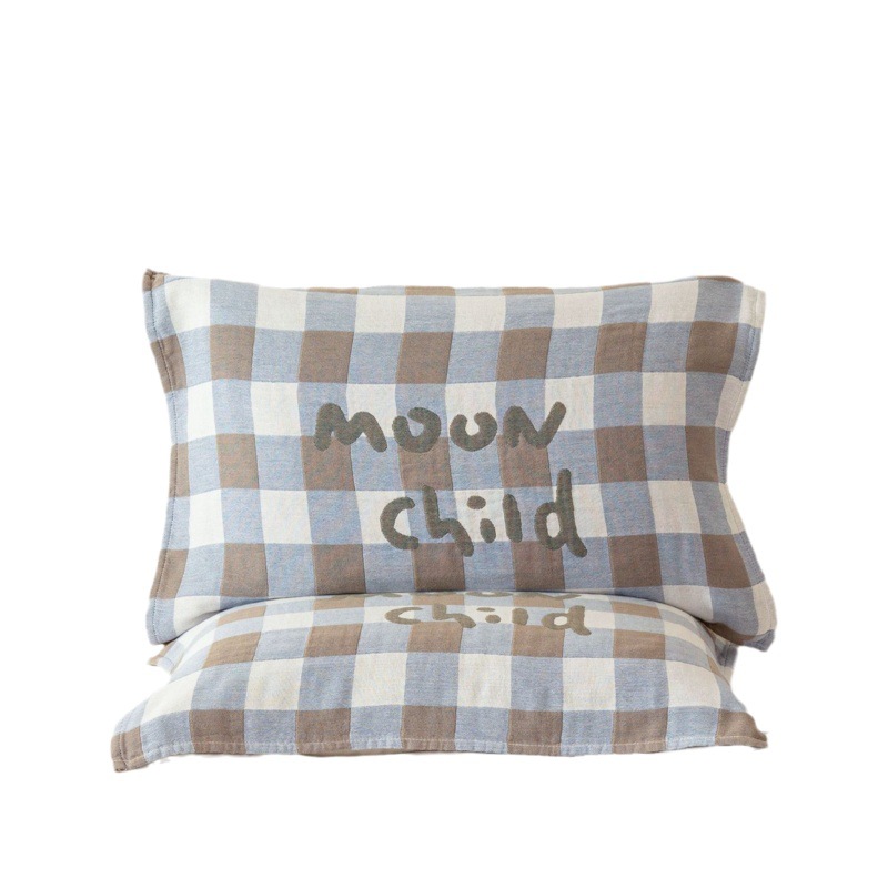 New cotton four-layer gauze pillow towel soft breathable adult couple pillow cover towel student B & B cartoon pillow towel