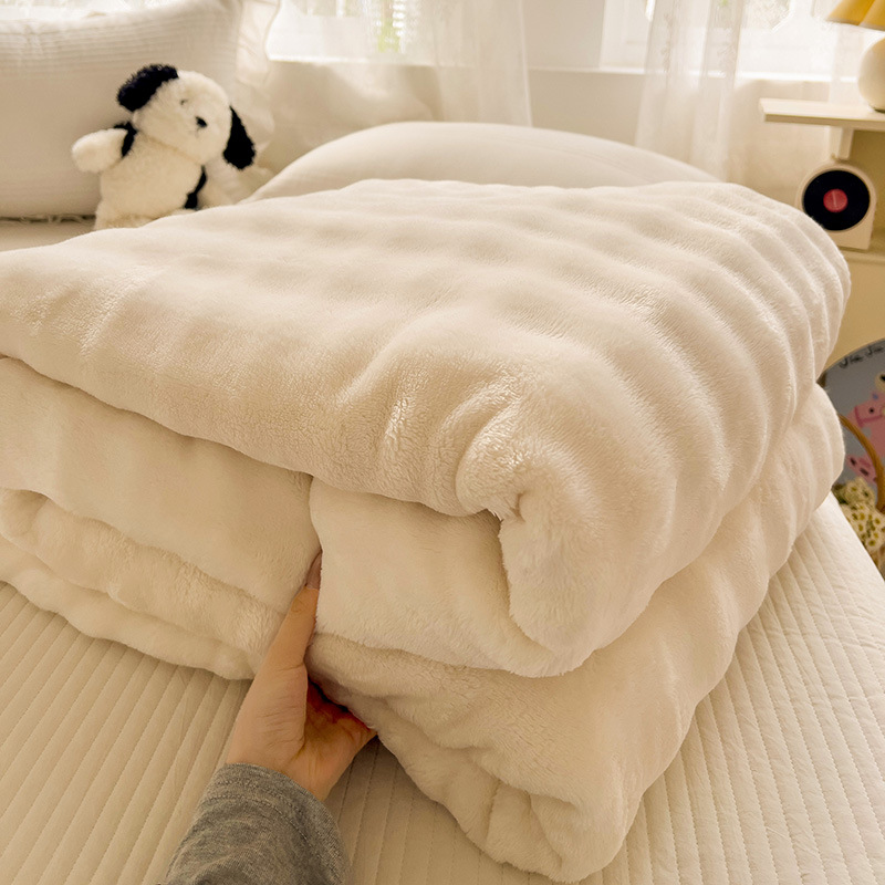Class A Maternal and Infant Grade Rabbit Blanket Thickened Warm Milk Blanket Rabbit Plush Air-conditioning Blanket Nap Blanket Cover Blanket